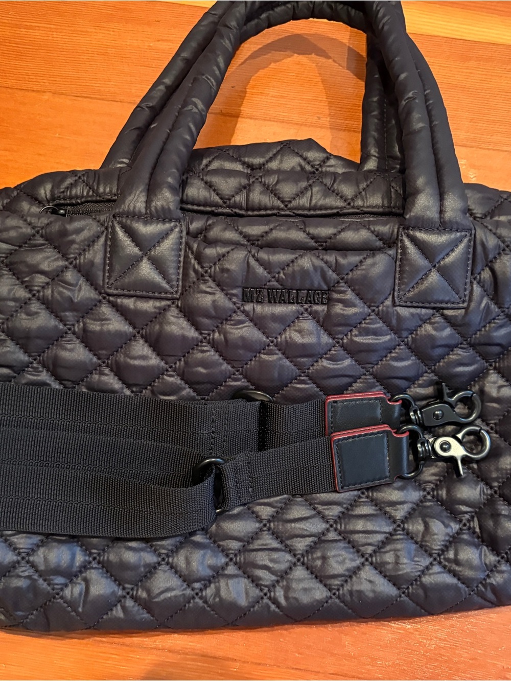 MZ WALLACE Medium Metro City Tote Quilted Crossbody Satchel - Black - Picture 4 of 10